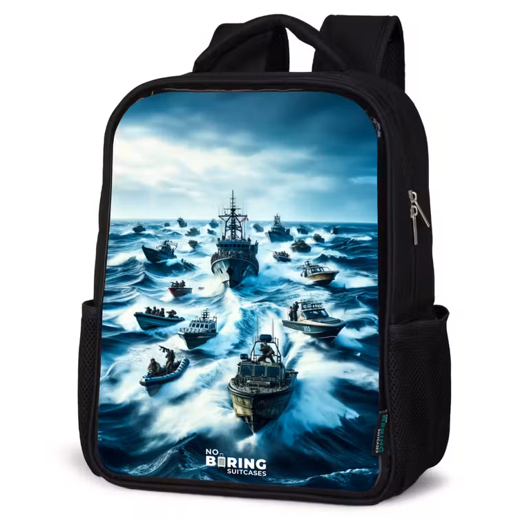 Kinderrucksack - Schwarz - Schiffe auf dem Meer — 4
