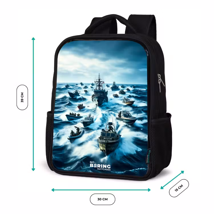 Kinderrucksack - Schwarz - Schiffe auf dem Meer — 6