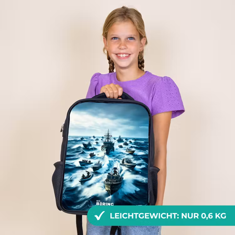 Kinderrucksack - Schwarz - Schiffe auf dem Meer — 7