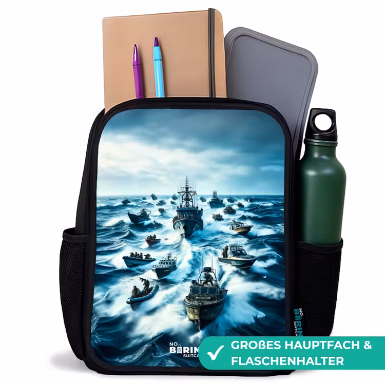 Kinderrucksack - Schwarz - Schiffe auf dem Meer — 8