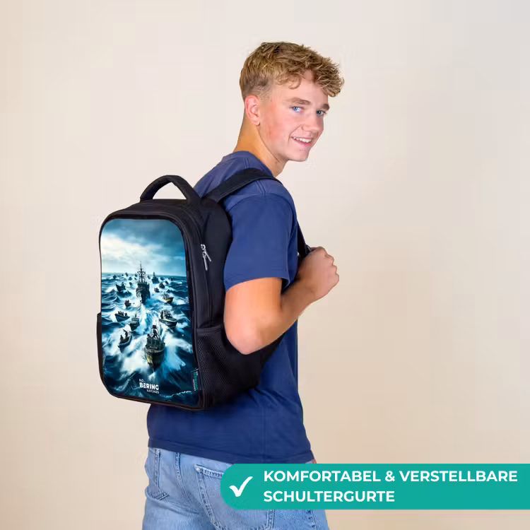 Kinderrucksack - Schwarz - Schiffe auf dem Meer — 9