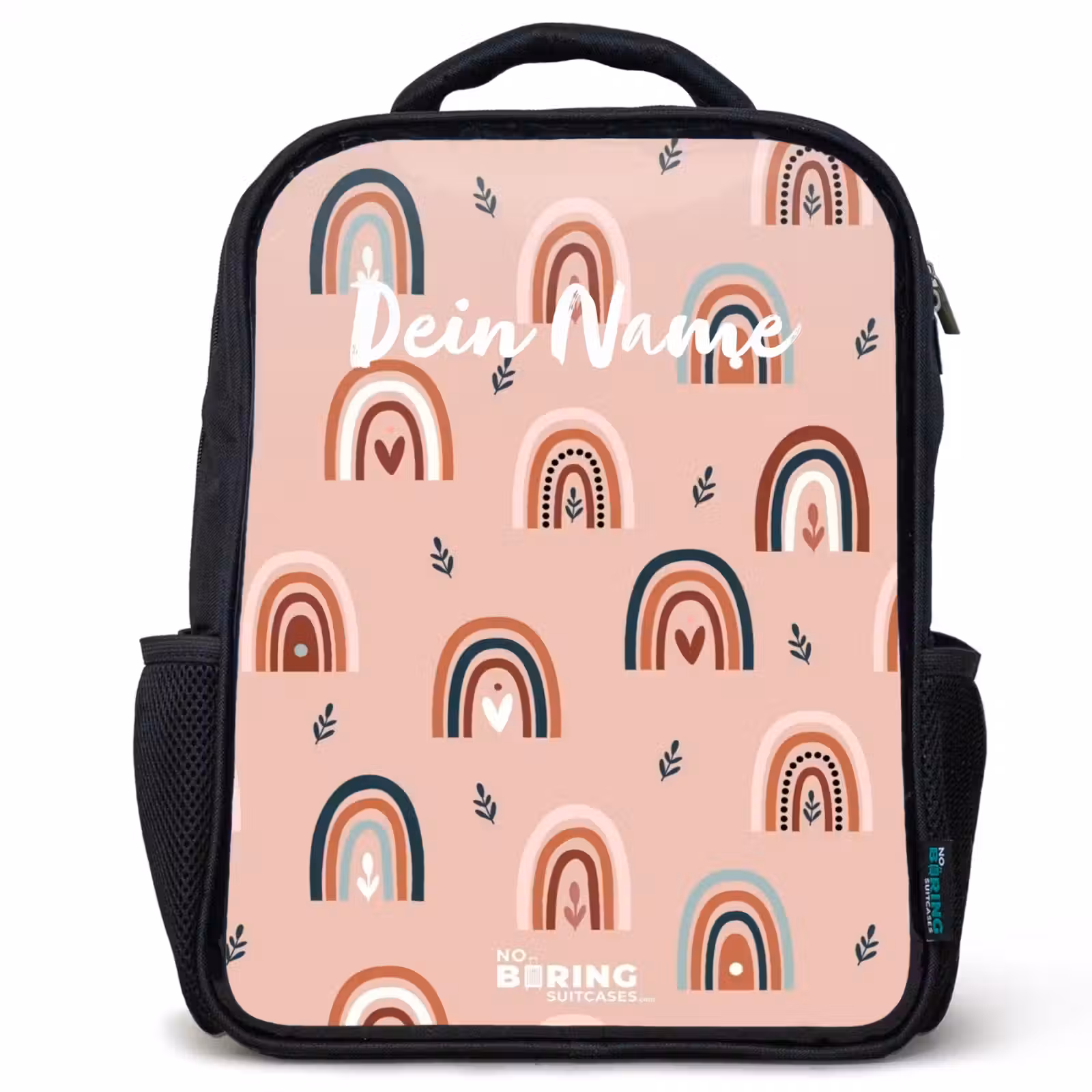 Kinderrucksack - Schwarz - Rosa Regenbögen Muster — 1