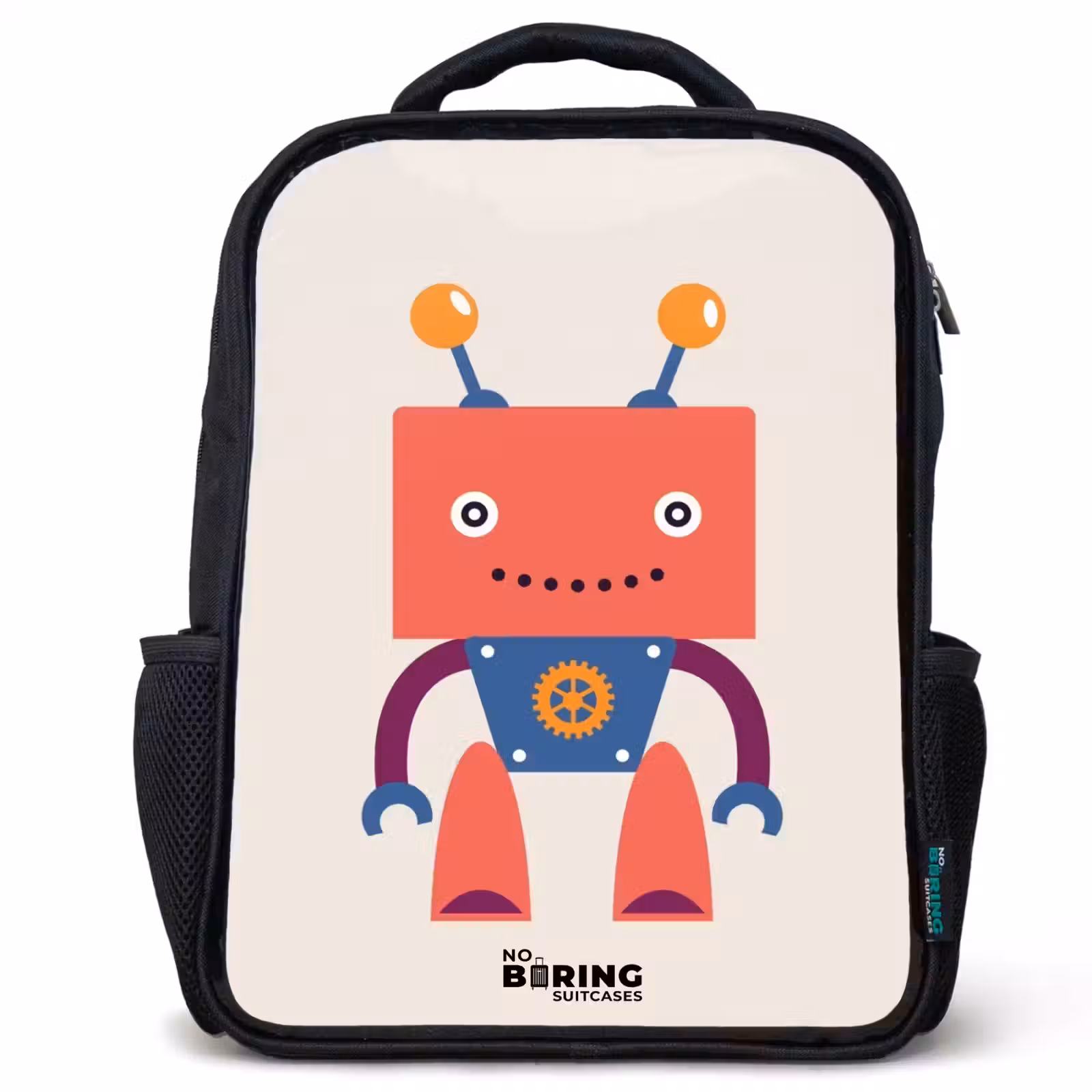 Kinderrucksack - Schwarz - Roter Roboter mit quadratischem Kopf — 1
