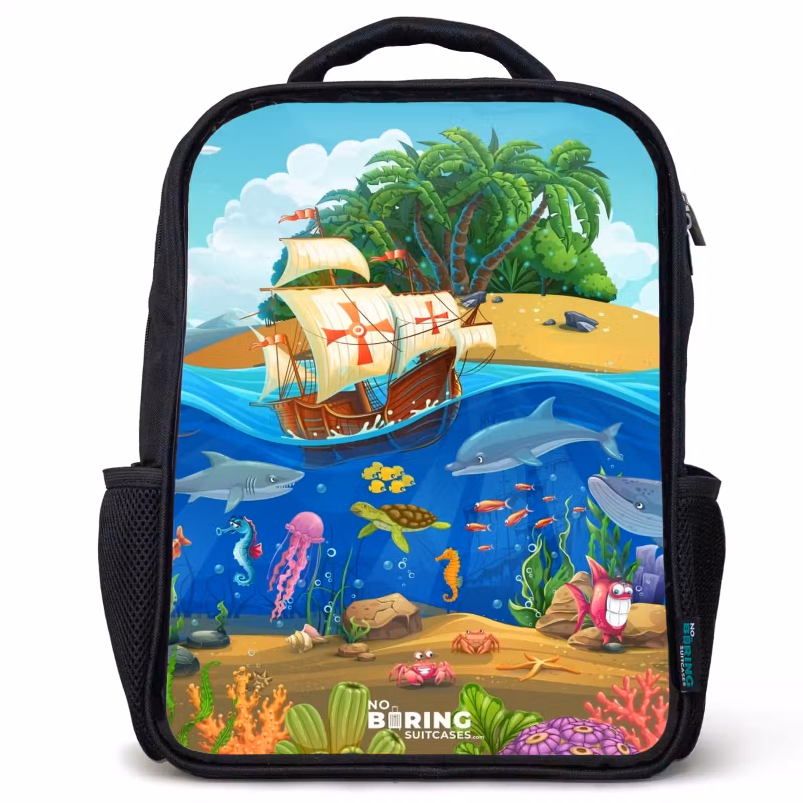 Kinderrucksack - Schwarz - Segelschiff auf dem Ozean — 1