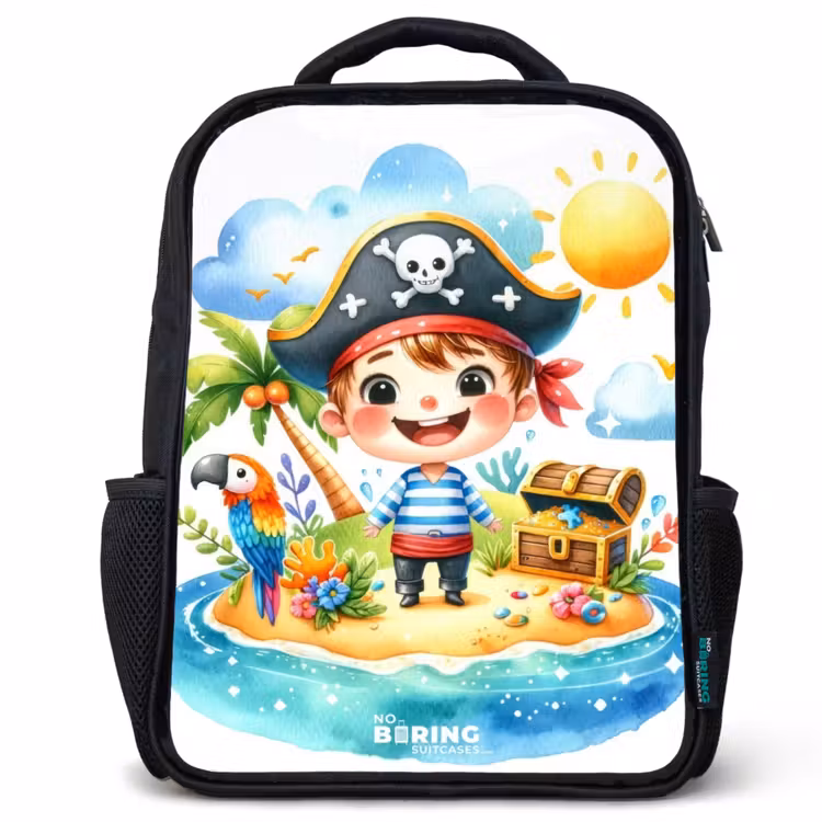 Kinderrucksack - Schwarz - Pirat auf einer Insel — 1