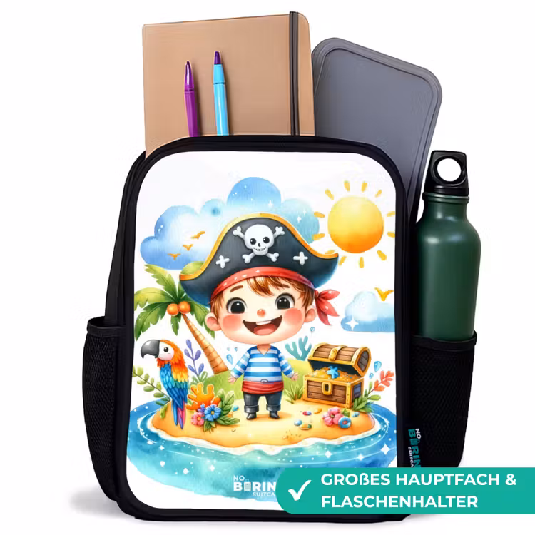 Kinderrucksack - Schwarz - Pirat auf einer Insel — 8
