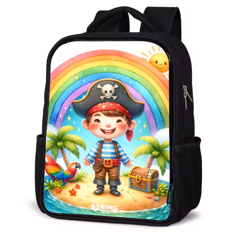 Kinderrucksack - Schwarz - Pirat auf einer Insel mit Schatz — 4