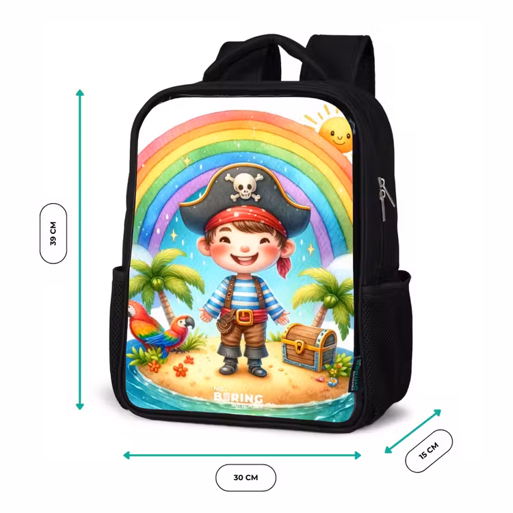 Kinderrucksack - Schwarz - Pirat auf einer Insel mit Schatz — 6