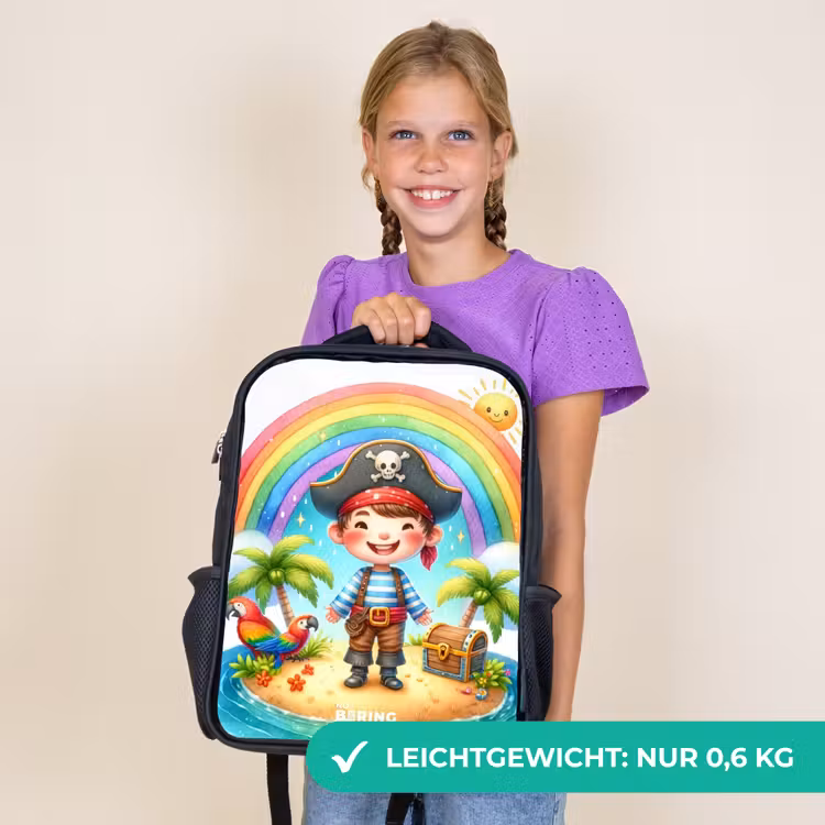 Kinderrucksack - Schwarz - Pirat auf einer Insel mit Schatz — 7