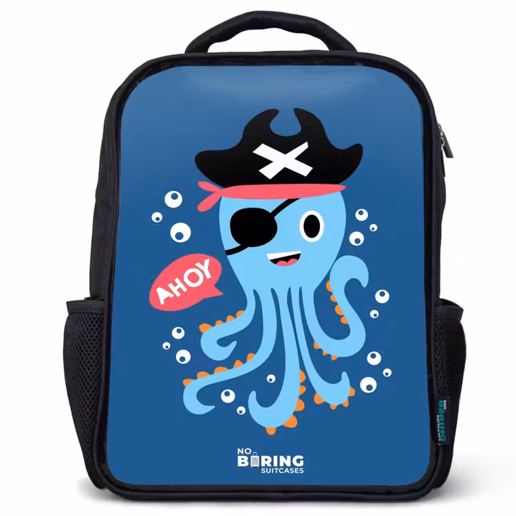 Kinderrucksack - Schwarz - Piratenkrake mit Hut — 1