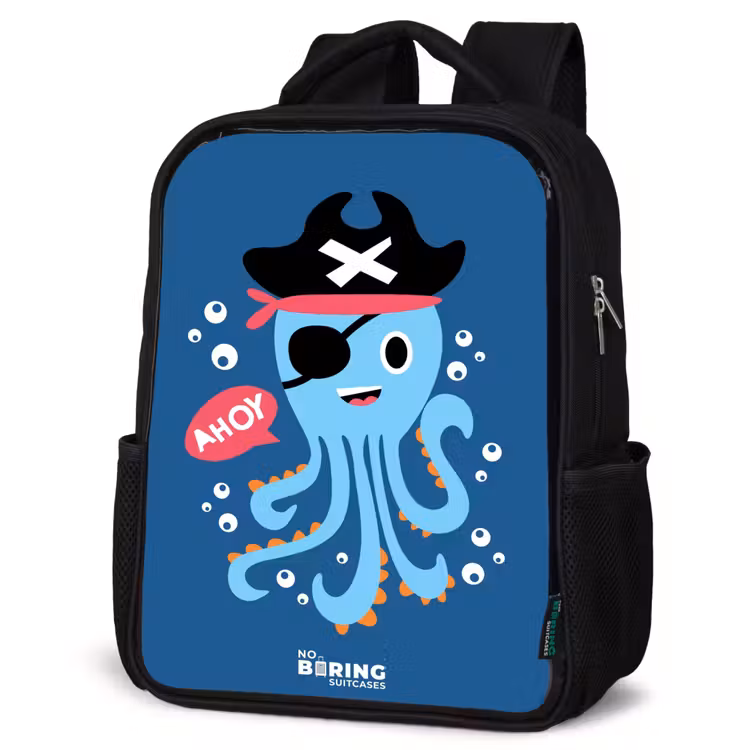 Kinderrucksack - Schwarz - Piratenkrake mit Hut — 4