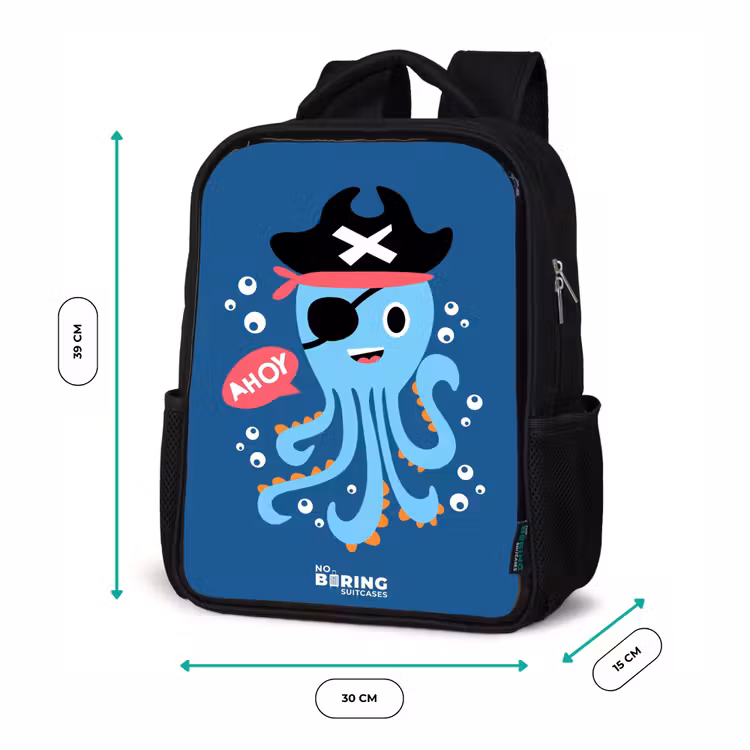 Kinderrucksack - Schwarz - Piratenkrake mit Hut — 6