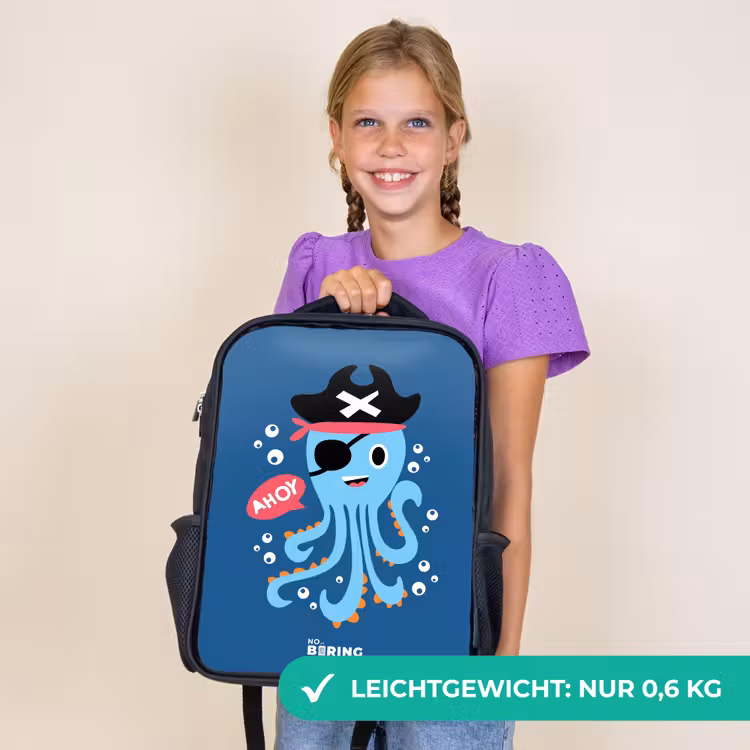 Kinderrucksack - Schwarz - Piratenkrake mit Hut — 7