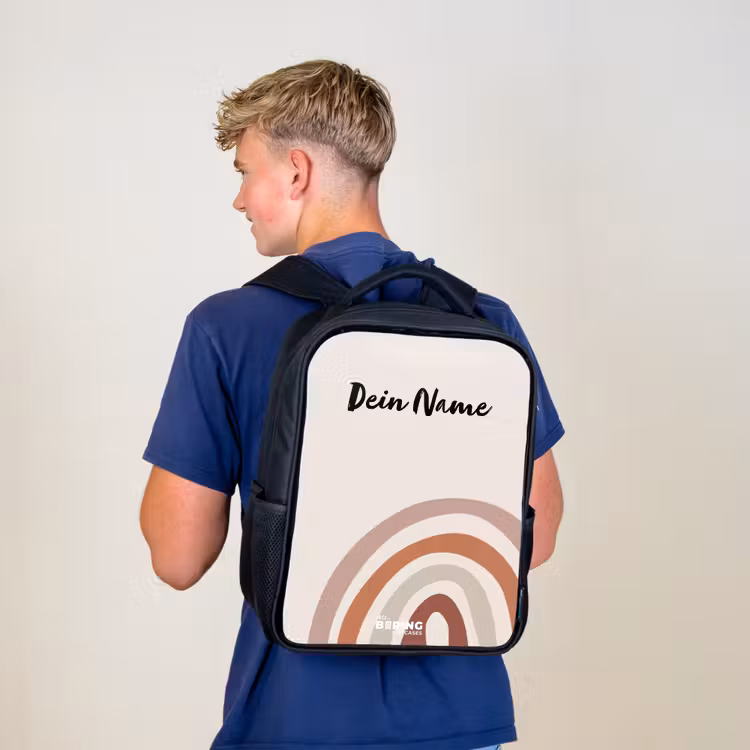 Kinderrucksack - Schwarz - Roher Regenbogen natürlich — 3