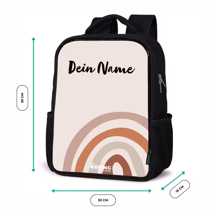 Kinderrucksack - Schwarz - Roher Regenbogen natürlich — 6