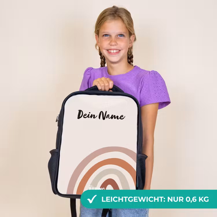 Kinderrucksack - Schwarz - Roher Regenbogen natürlich — 7