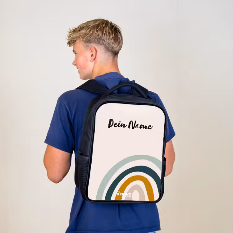 Kinderrucksack - Schwarz - Rohes Regenbogen-Aqua — 3