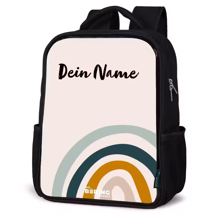 Kinderrucksack - Schwarz - Rohes Regenbogen-Aqua — 4