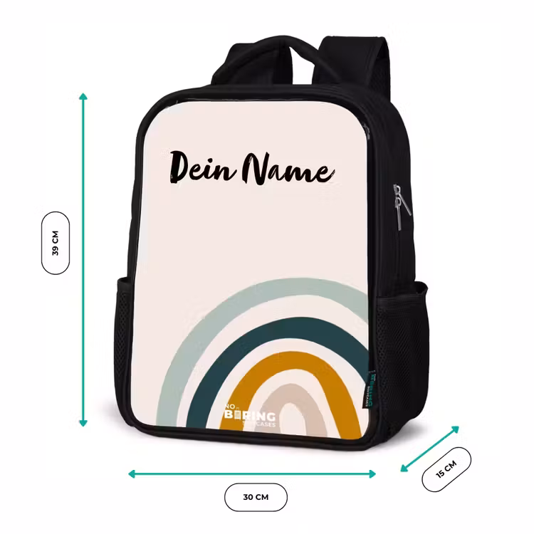 Kinderrucksack - Schwarz - Rohes Regenbogen-Aqua — 6