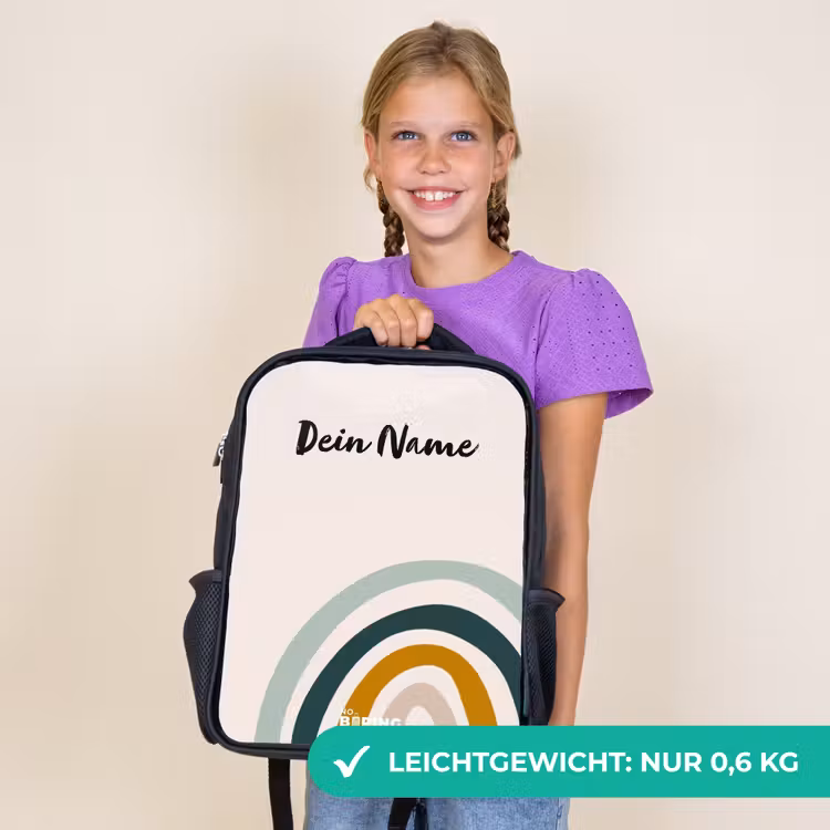 Kinderrucksack - Schwarz - Rohes Regenbogen-Aqua — 7