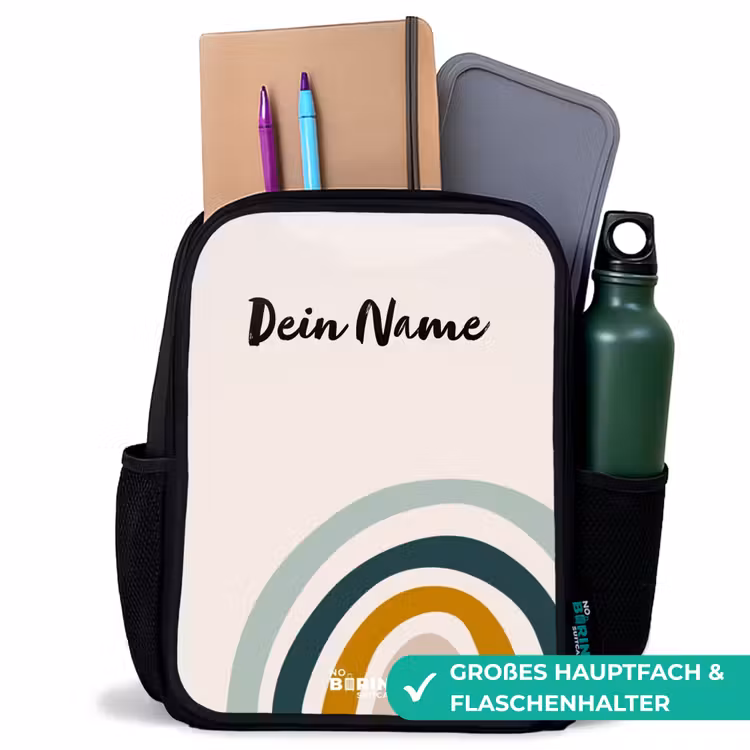 Kinderrucksack - Schwarz - Rohes Regenbogen-Aqua — 8