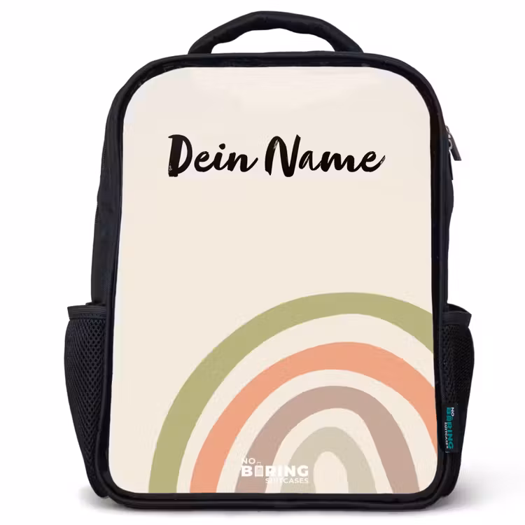 Kinderrucksack - Schwarz - Rohes Regenbogenpastell — 1