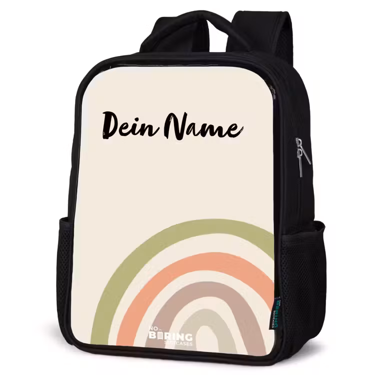 Kinderrucksack - Schwarz - Rohes Regenbogenpastell — 4