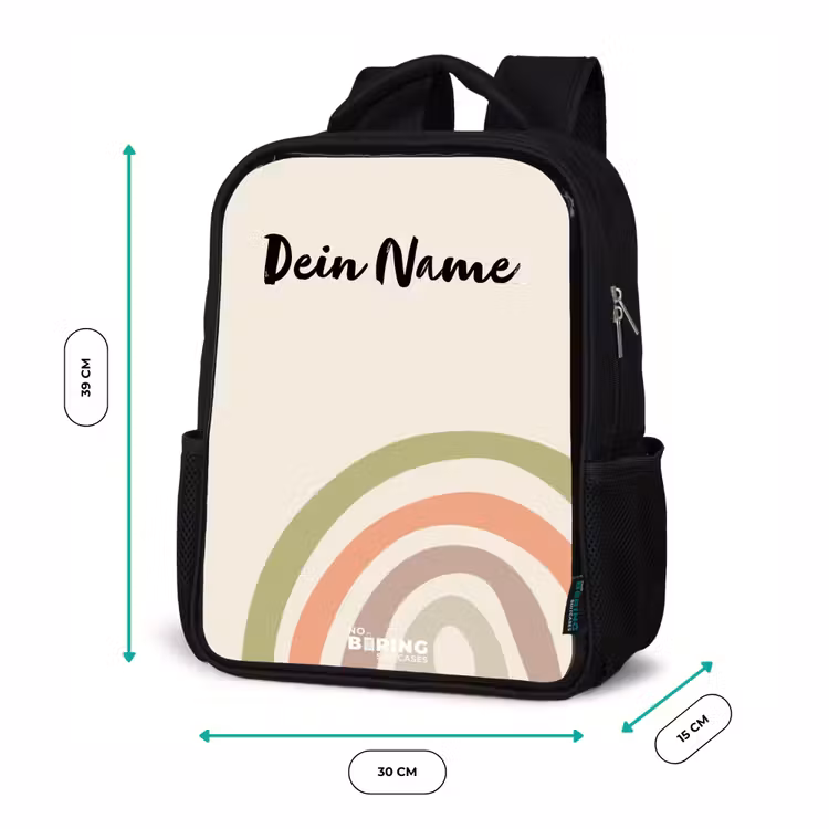 Kinderrucksack - Schwarz - Rohes Regenbogenpastell — 6