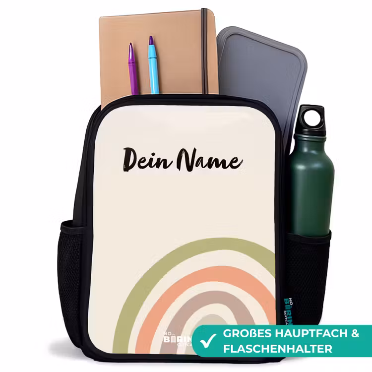 Kinderrucksack - Schwarz - Rohes Regenbogenpastell — 8