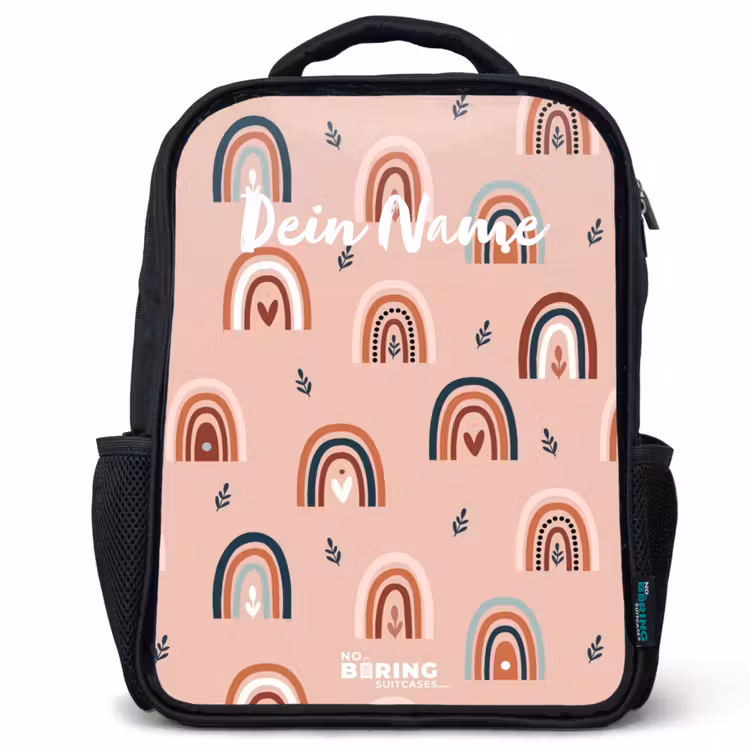 Kinderrucksack - Schwarz - Rosa Regenbögen Muster — 1