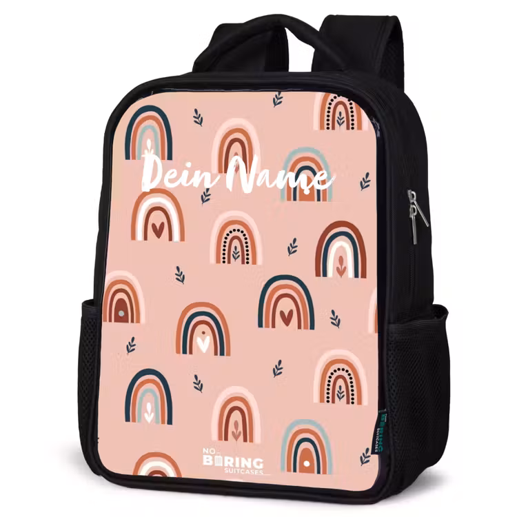 Kinderrucksack - Schwarz - Rosa Regenbögen Muster — 4