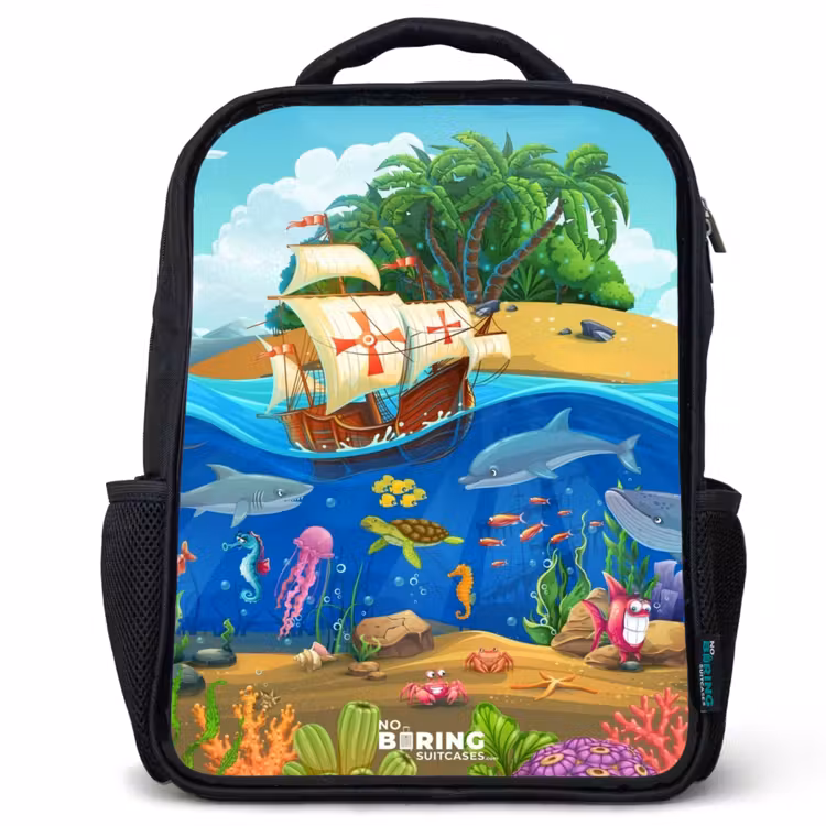 Kinderrucksack - Schwarz - Segelschiff auf dem Ozean — 1