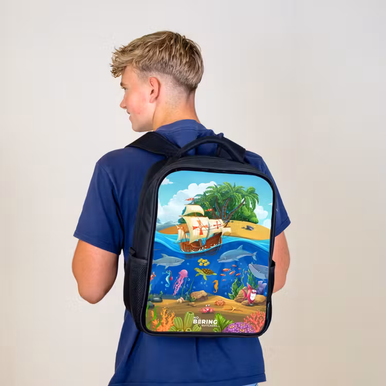 Kinderrucksack - Schwarz - Segelschiff auf dem Ozean — 3