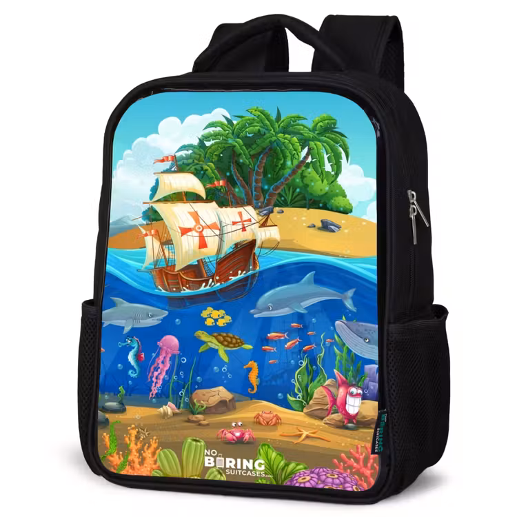 Kinderrucksack - Schwarz - Segelschiff auf dem Ozean — 4