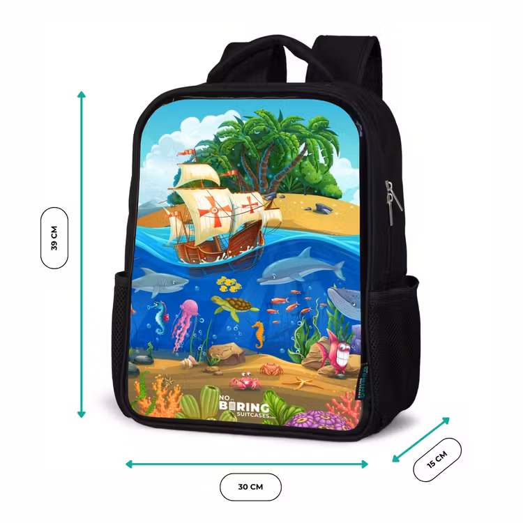 Kinderrucksack - Schwarz - Segelschiff auf dem Ozean — 6