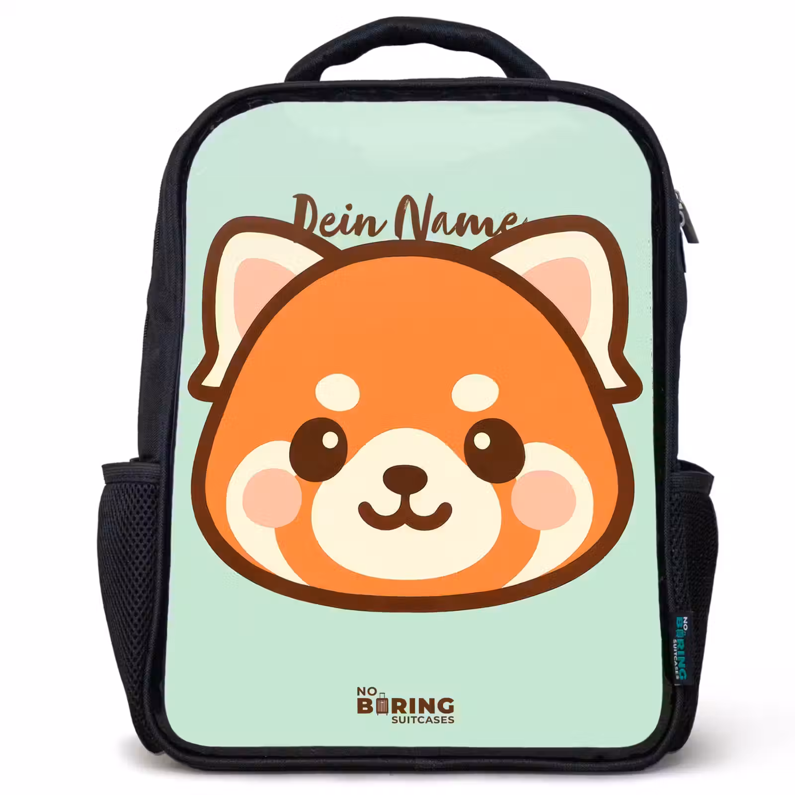 Kinderrucksack - Schwarz - Kawai - Roter Panda - Grün — 1