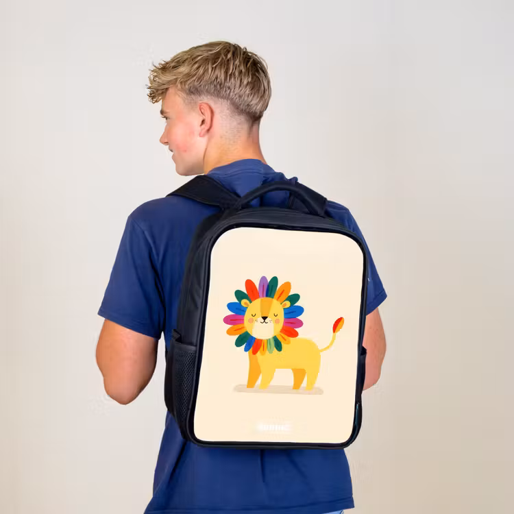 Kinderrucksack - Schwarz - Löwe - Mähne - Farbenfroh — 3