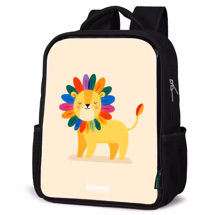 Kinderrucksack - Schwarz - Löwe - Mähne - Farbenfroh — 4