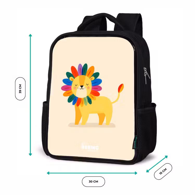 Kinderrucksack - Schwarz - Löwe - Mähne - Farbenfroh — 6