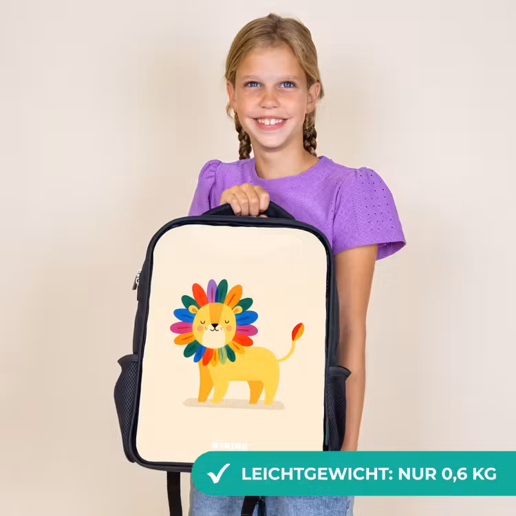 Kinderrucksack - Schwarz - Löwe - Mähne - Farbenfroh — 7