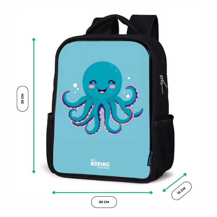 Kinderrucksack - Schwarz - Oktopus - Wasser - Blau — 6