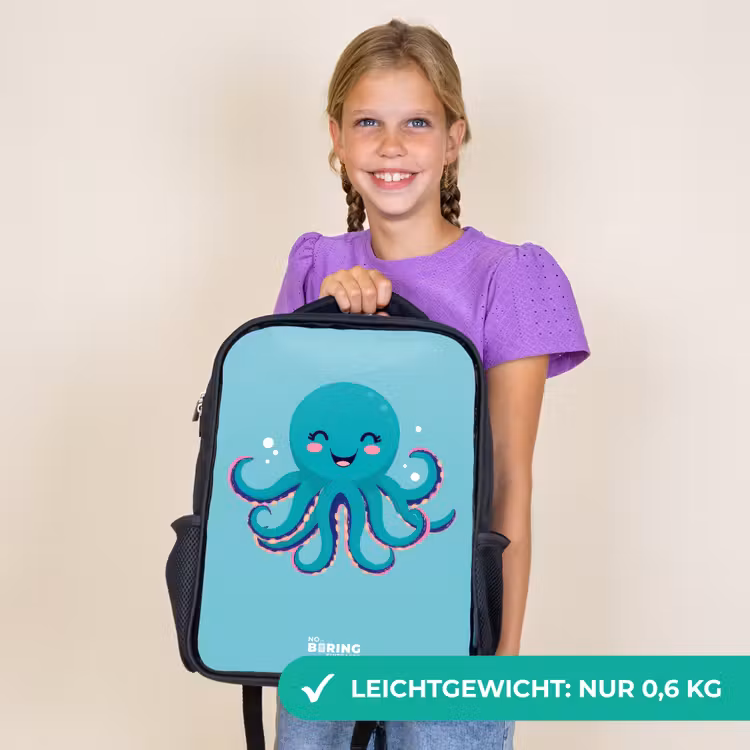 Kinderrucksack - Schwarz - Oktopus - Wasser - Blau — 7