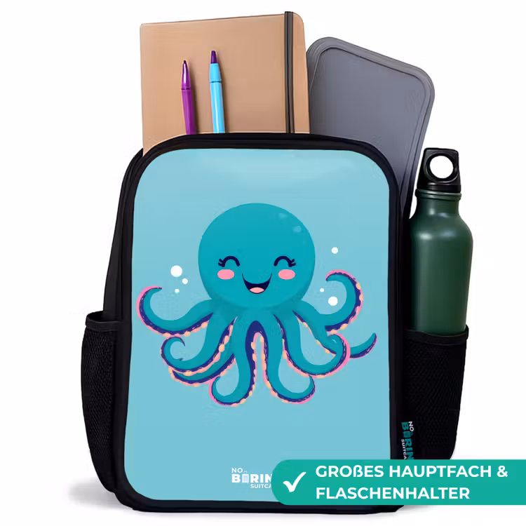 Kinderrucksack - Schwarz - Oktopus - Wasser - Blau — 8