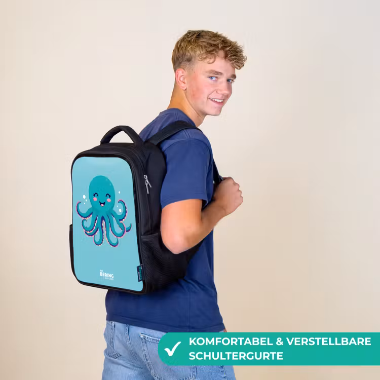 Kinderrucksack - Schwarz - Oktopus - Wasser - Blau — 9