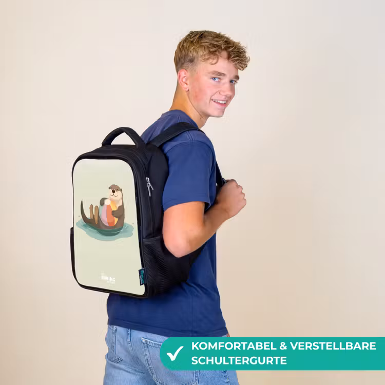 Kinderrucksack - Schwarz - Otter - Strandball - Wasser — 9