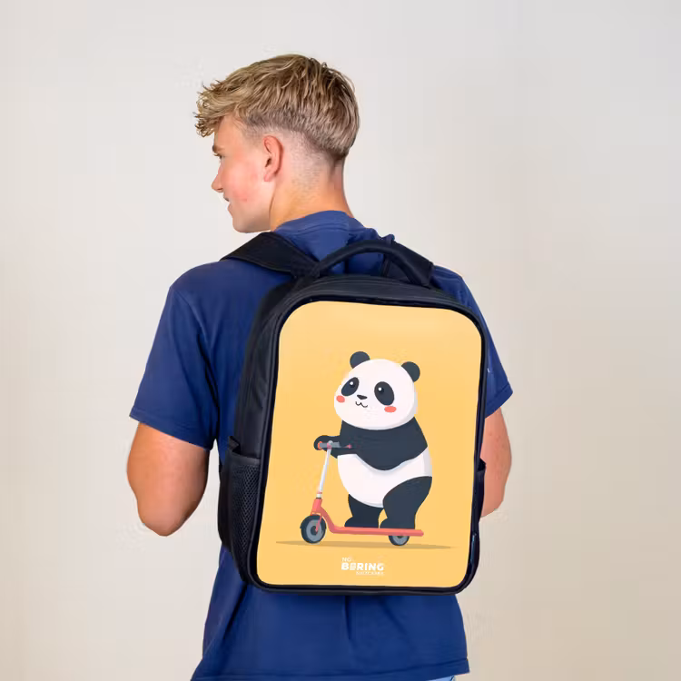 Kinderrucksack - Schwarz - Panda - Stufe - Gelb — 3