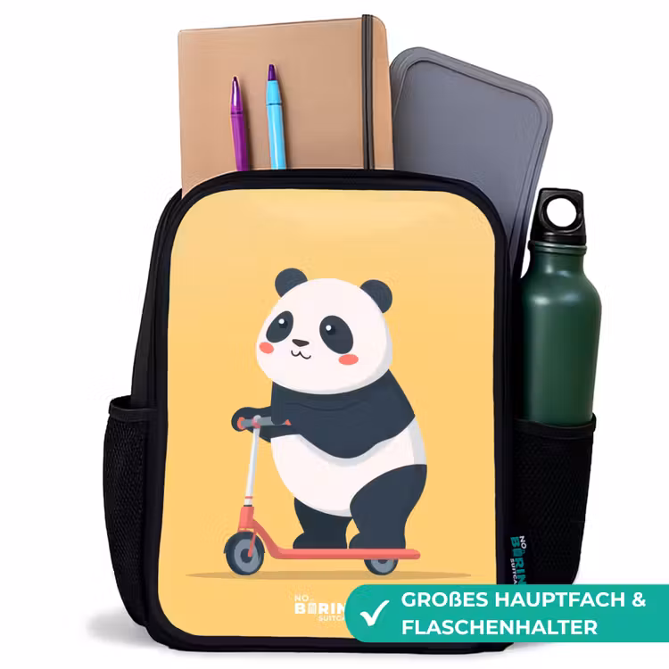 Kinderrucksack - Schwarz - Panda - Stufe - Gelb — 8
