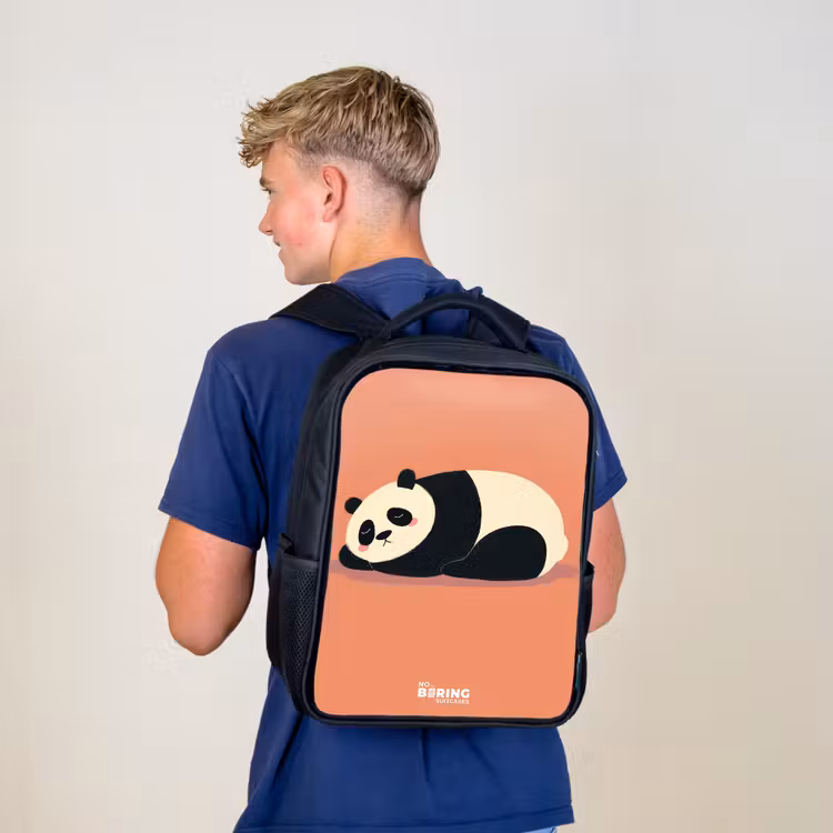 Kinderrucksack - Schwarz - Panda - Schlafend - Orange — 3