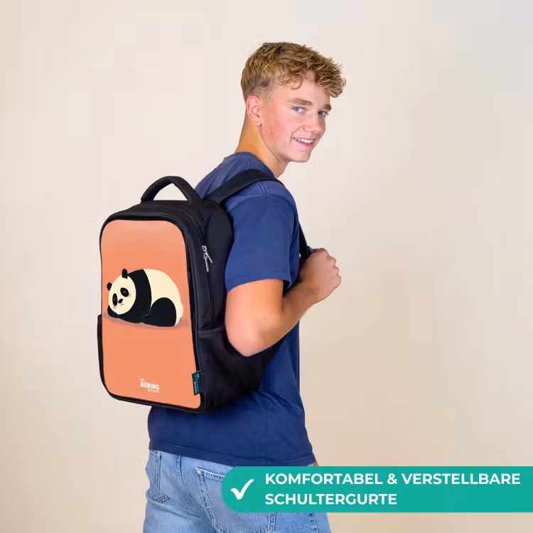 Kinderrucksack - Schwarz - Panda - Schlafend - Orange — 9