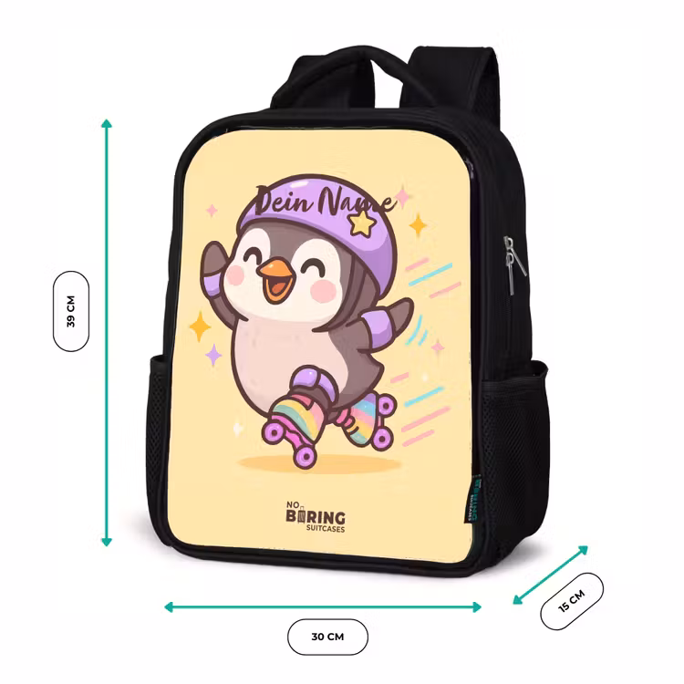 Kinderrucksack - Schwarz - Kawai - Pinguin - Schlittschuhe — 6